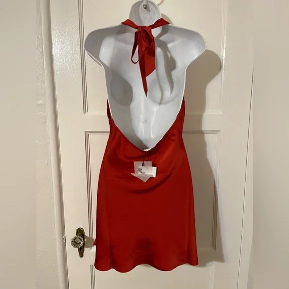 NWT Princess Polly Red satin slip dress fevers halter mini dress red - Picture 6 of 7